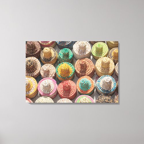 Colorful Woven Hats Canvas Print