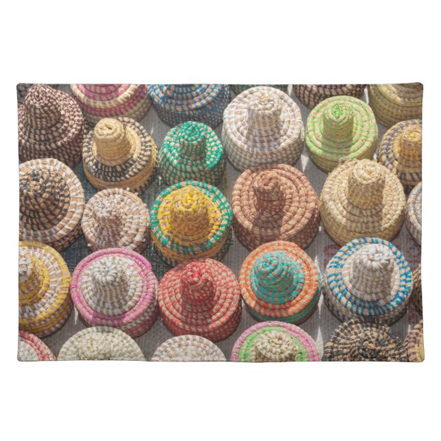 Colorful Woven Hats Cloth Placemat (Front)