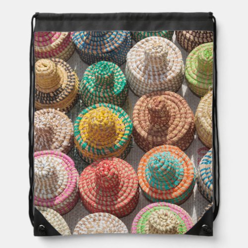 Colorful Woven Hats Drawstring Bag