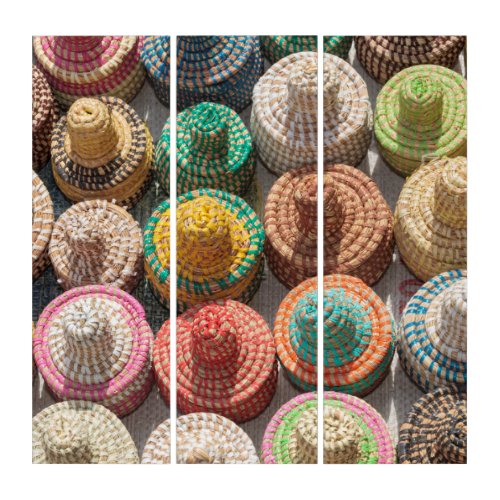 Colorful Woven Hats Triptych