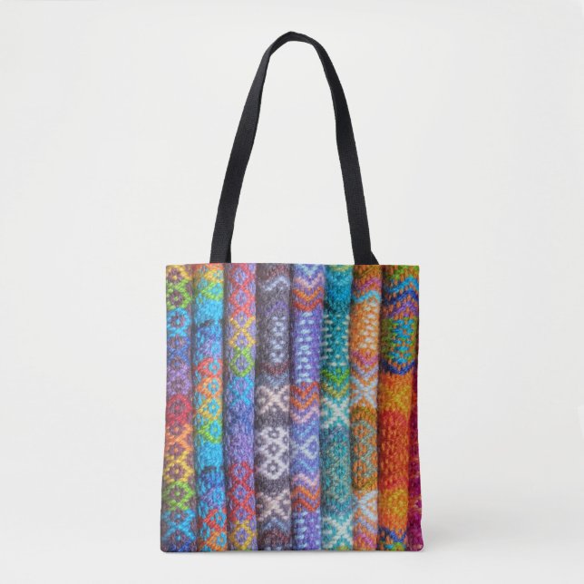 Colorful Woven Textile Tote Bag (Front)