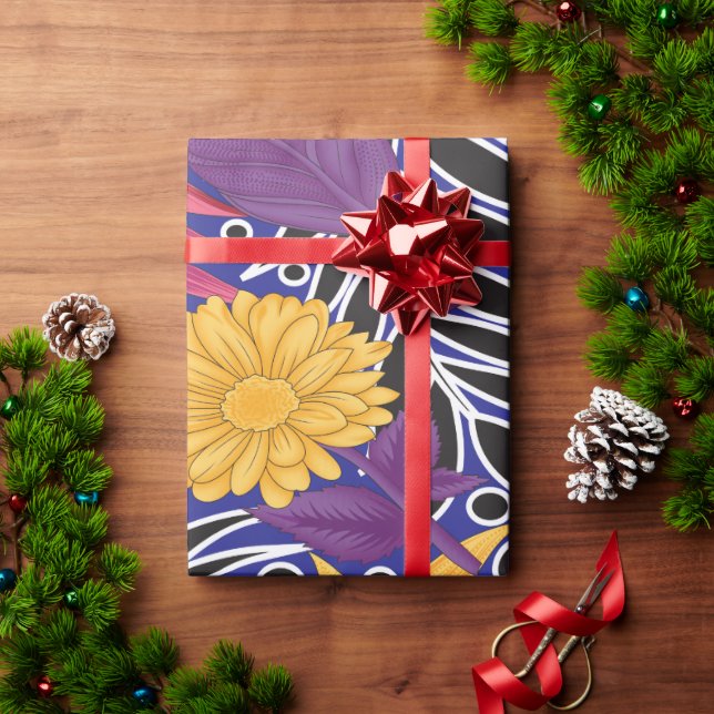 Colorful wrapping paper featuring creative floral  (Holiday Gift)