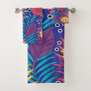 Colorful wrapping paper featuring creative floral  bath towel set