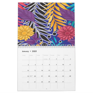 Colorful wrapping paper featuring creative floral calendar