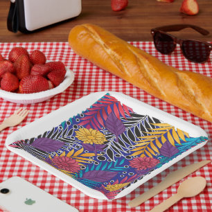 Colorful wrapping paper featuring creative floral  plates