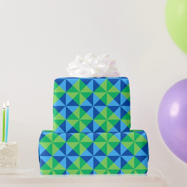Colorful wrapping paper in blue and green (Party Gifts)