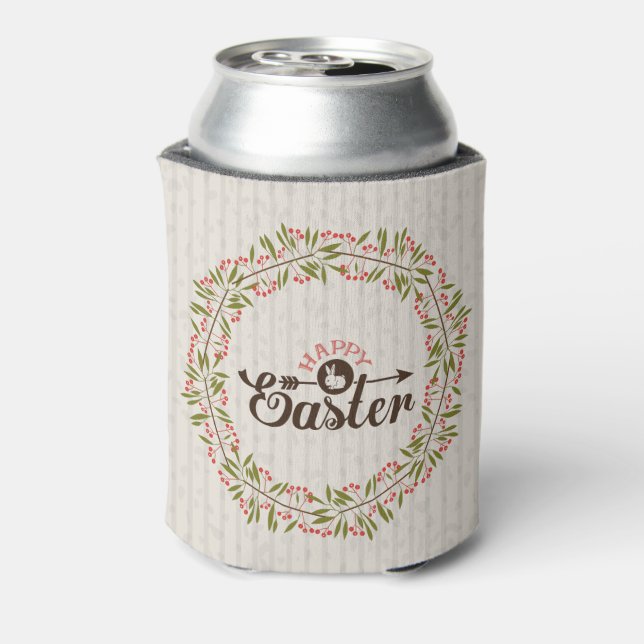 Colorful Wreath And Bunny Can Cooler (Can Back)
