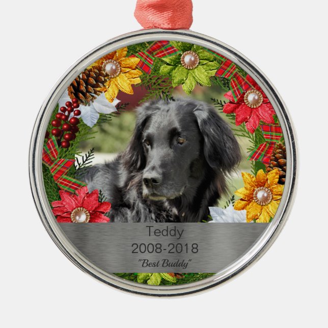 Colorful Wreath Pet Metal Ornament (Front)