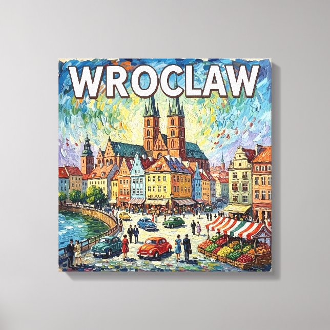 Colorful Wroclaw Cathedral Square Canvas Print (Front)