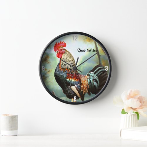 Colorful Wyandotte Rooster Clock
