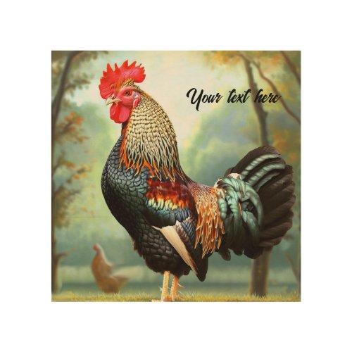 Colorful Wyandotte Rooster Wood Wall Art