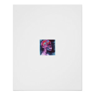 Colorful X-Ray Skull Psychedelic Brain Poster