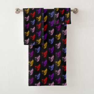 Colorful X-Ray Skulls Pattern Bath Towel Set