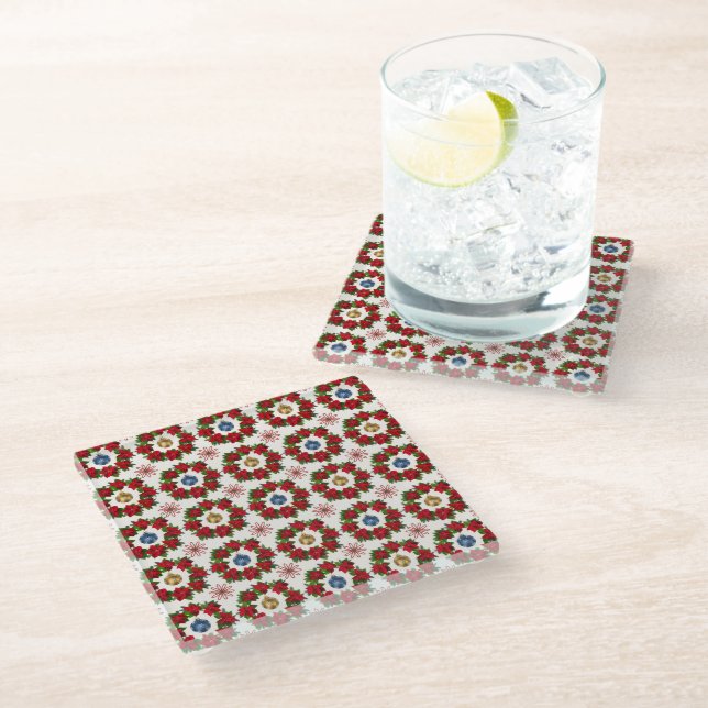 Colorful Xmas Floral Coaster (Angled)