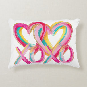 Colorful XOXO Heart Throw Pillow Valentine’s Day
