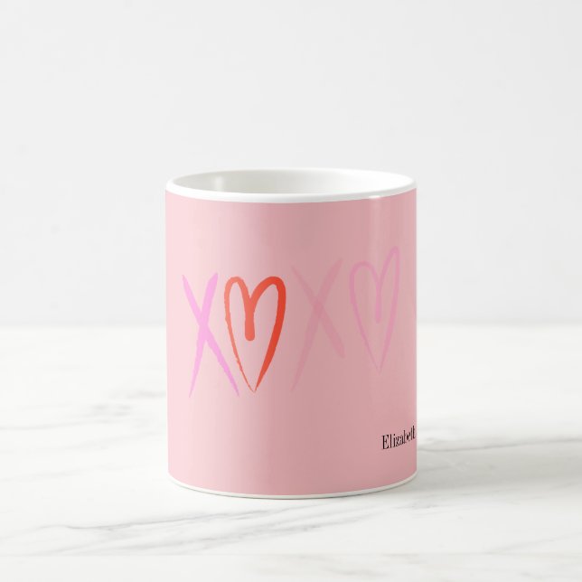 Colorful "XOXO" Hearts Valentine's Day   Coffee Mug (Center)