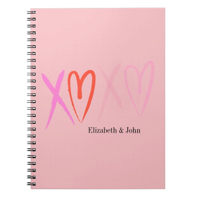 Colorful "XOXO" Hearts Valentine's Day   Notebook (Front)