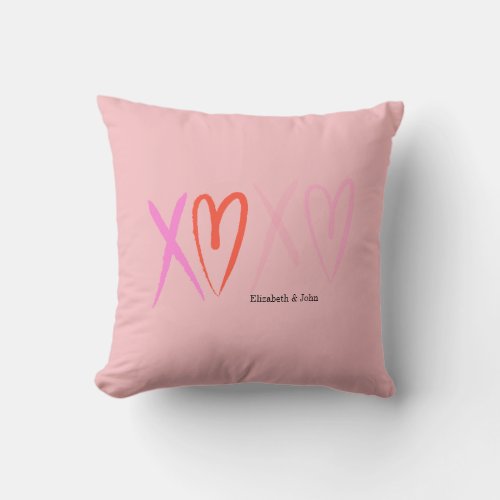 Colorful XOXO Hearts Valentines Day   Throw Pillow