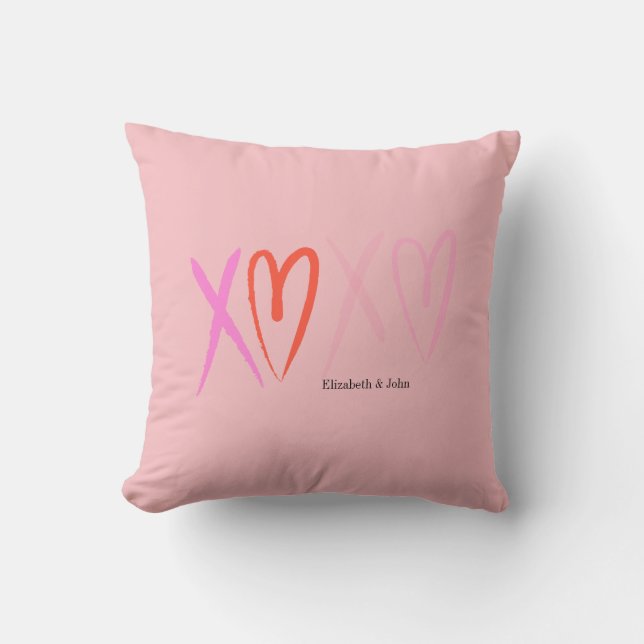 Colorful "XOXO" Hearts Valentine's Day   Throw Pillow (Front)