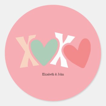 Colorful "xoxo" Valentine's Day   Classic Round Sticker by Biglibigli at Zazzle