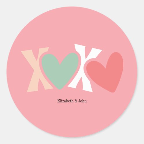 Colorful XOXO Valentines Day   Classic Round Sticker