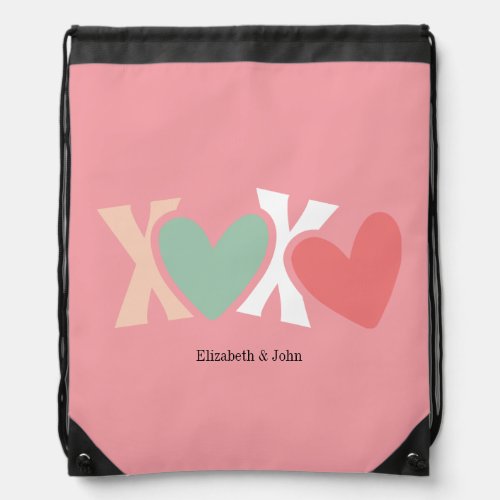 Colorful XOXO Valentines Day   Drawstring Bag