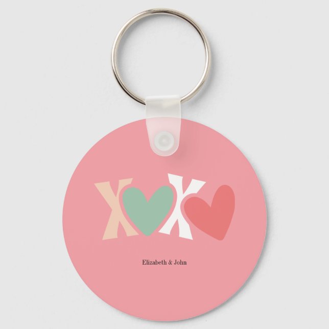 Colorful "XOXO" Valentine's Day  Keychain (Front)