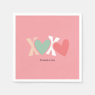 Colorful "XOXO" Valentine's Day   Napkins