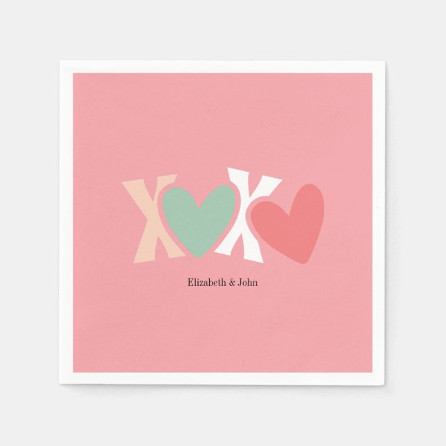 Colorful "XOXO" Valentine's Day   Napkins (Front)