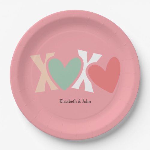 Colorful XOXO Valentines Day   Paper Plates