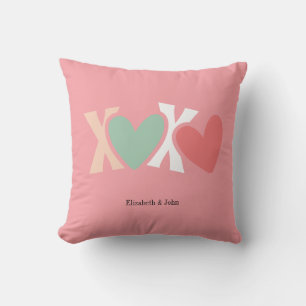 Colorful "XOXO" Valentine's Day   Throw Pillow