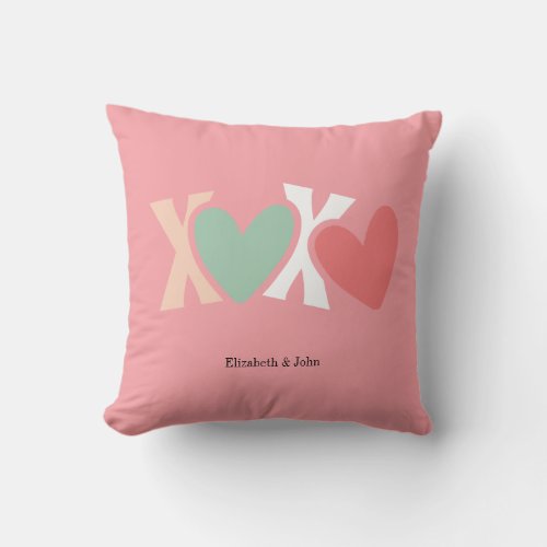 Colorful XOXO Valentines Day   Throw Pillow
