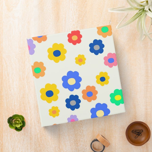 Colorful Y2K Small Flower Indie Pattern 3 Ring Binder (In Situ)