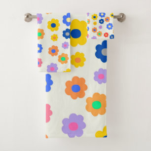 Colorful Y2K Small Flower Indie Pattern Bath Towel Set
