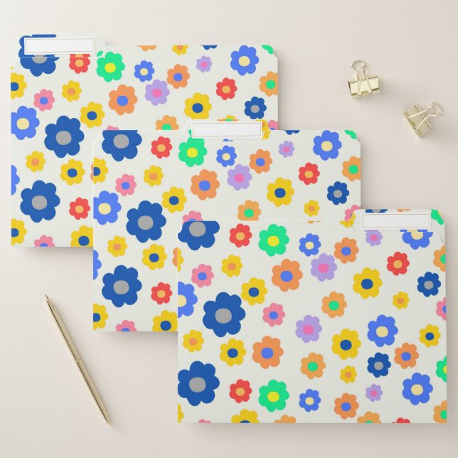 Colorful Y2K Small Flower Indie Pattern File Folder (Set)