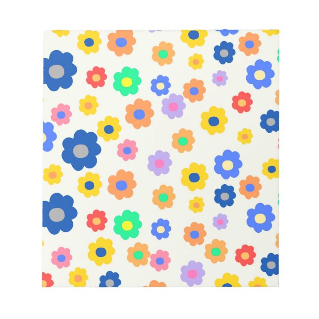 Colorful Y2K Small Flower Indie Pattern Notepad (Front)