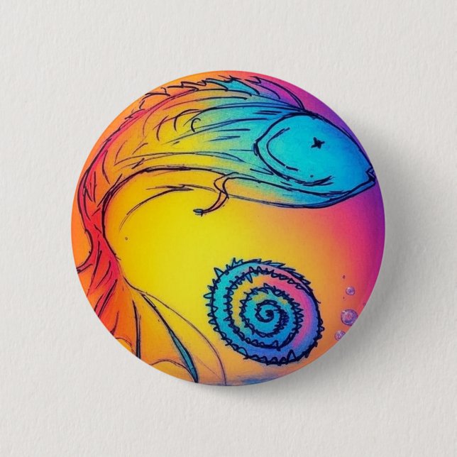 Colorful yaie fish  button (Front)