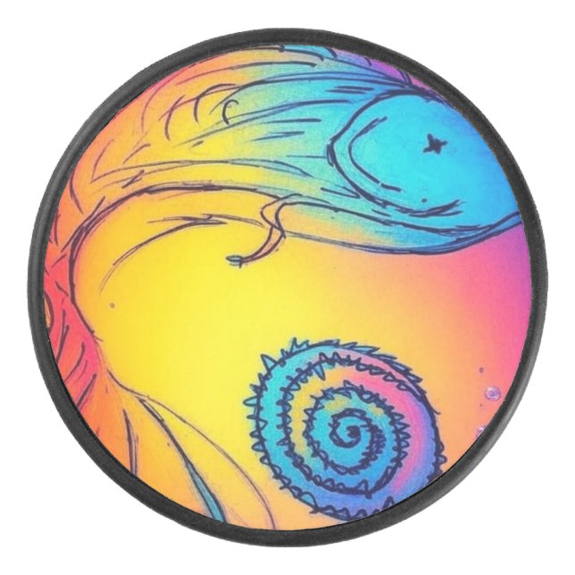 Colorful yaie fish  hockey puck (Front)