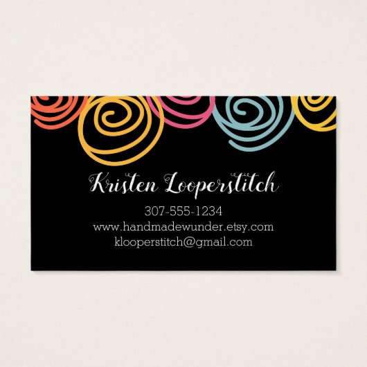 colorful yarn balls crochet hook business card (Back)