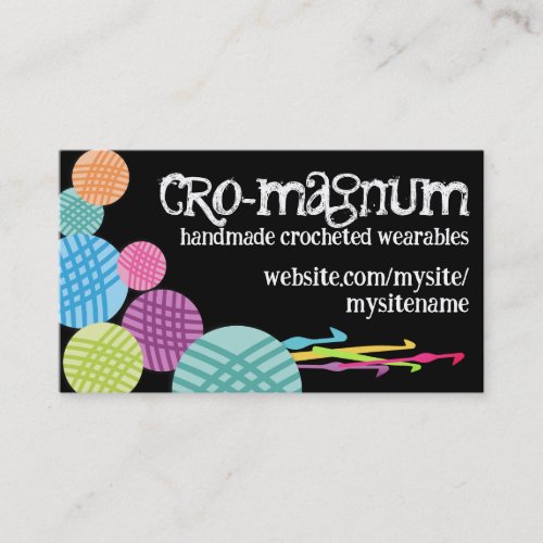 Colorful yarn balls crochet hooks business cards