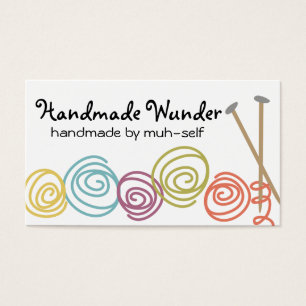 colorful yarn balls knitting needles business card