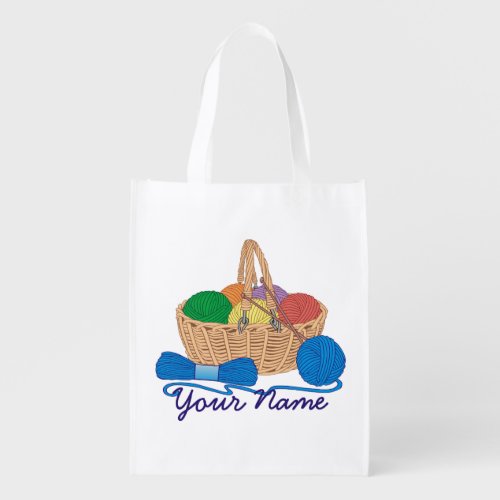 Colorful Yarn Basket Personalized Knitting  Grocery Bag