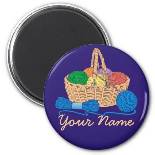 Colorful Yarn Basket Personalized Knitting  Magnet