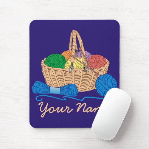 Colorful Yarn Basket Personalized Knitting Mouse Pad