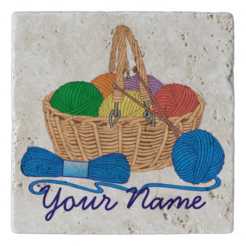 Colorful Yarn Basket Personalized Knitting Trivet