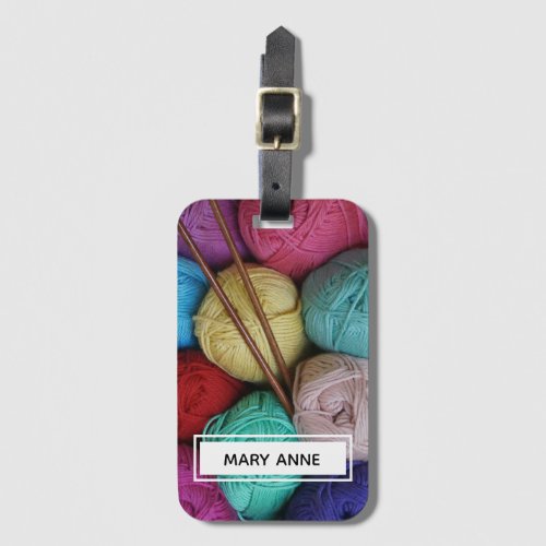 Colorful Yarn Knitting Custom Name Luggage Tag