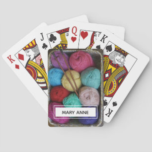 Colorful Yarn Knitting Custom Name Poker Cards