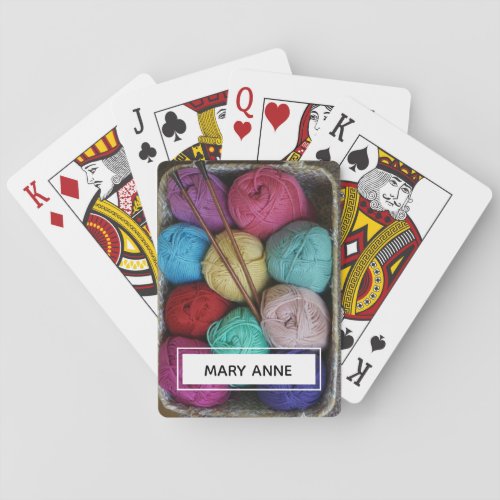 Colorful Yarn Knitting Custom Name Poker Cards