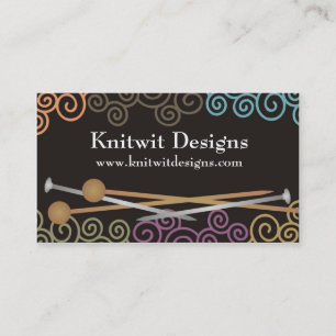 Colorful yarn knitting needles business cards