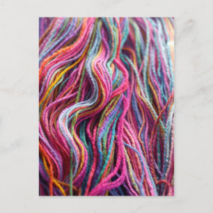 Colorful Yarn Magenta Pink Knitting Postcard